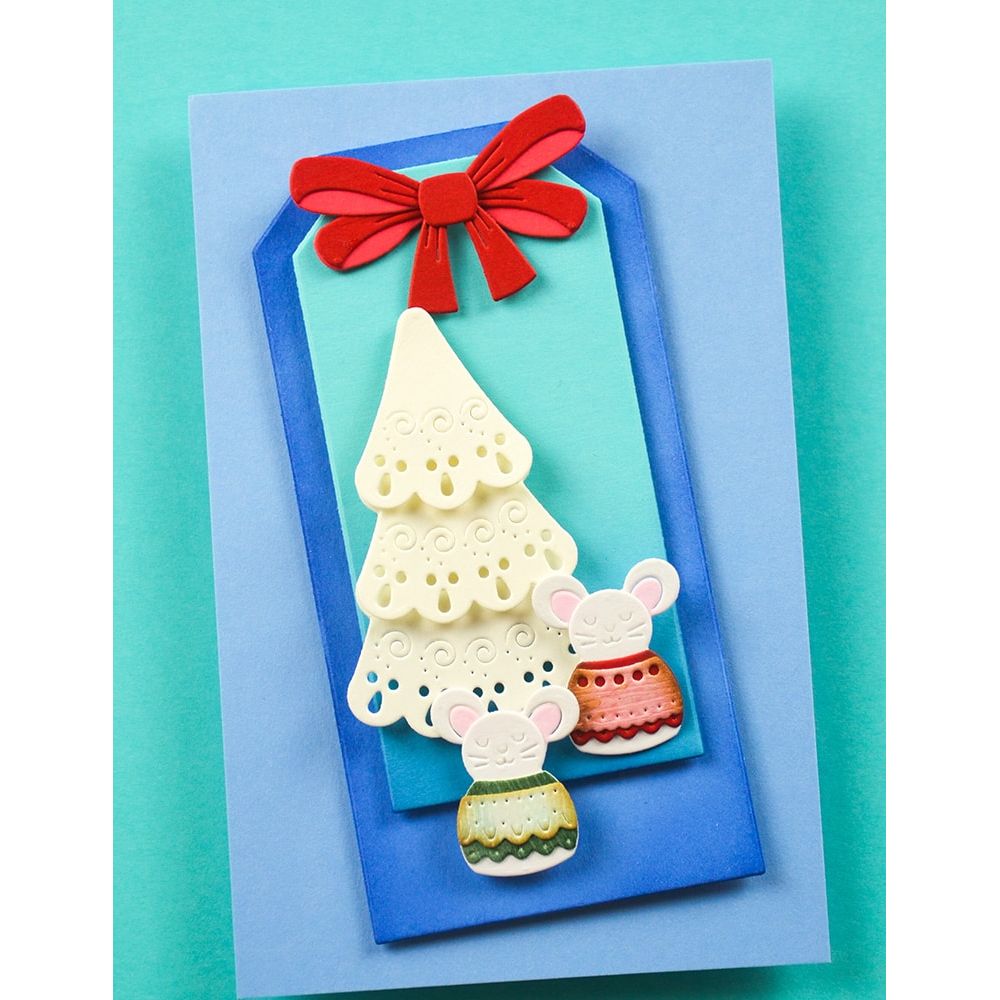 Poppy Stamps Nordic Swirl Tree Dies 2737 tag