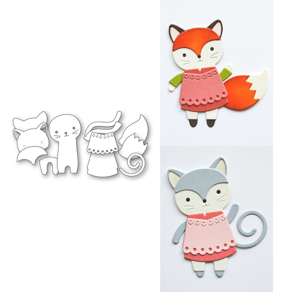 Poppy Stamps Nordic Waving Fox Dies 2786 line work