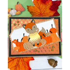 Poppy Stamps Nordic Waving Fox Dies 2786 pumpkins fox in dress