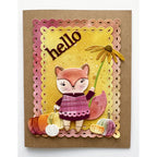 Poppy Stamps Nordic Waving Fox Dies 2786 sunflower pumpkins fox in dress