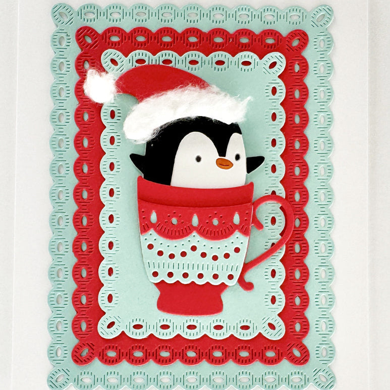 Poppy Stamps Santa Penguin Dies 2797 fun frames card