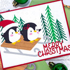 Poppy Stamps Santa Penguin Dies 2797 merry christmas card
