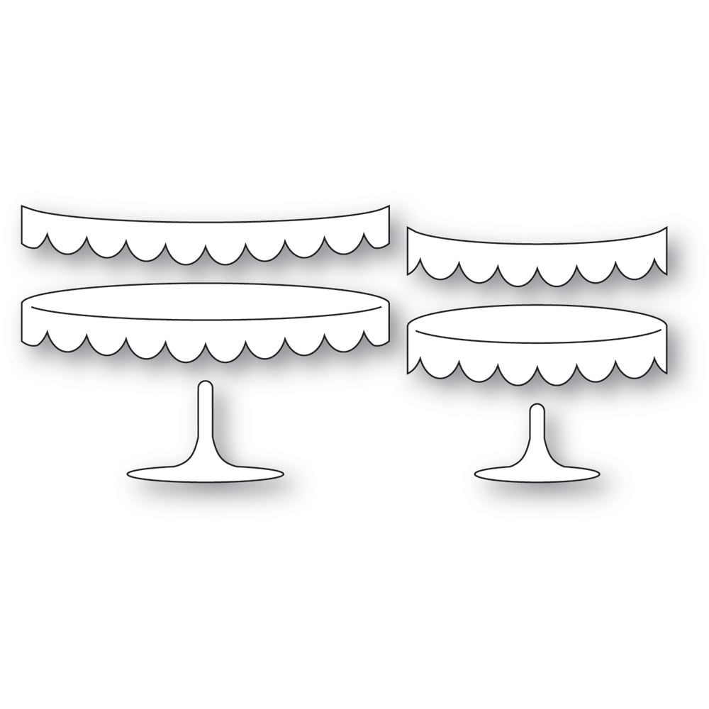 Poppy Stamps Scalloped Dessert Stands Dies 2674 line art