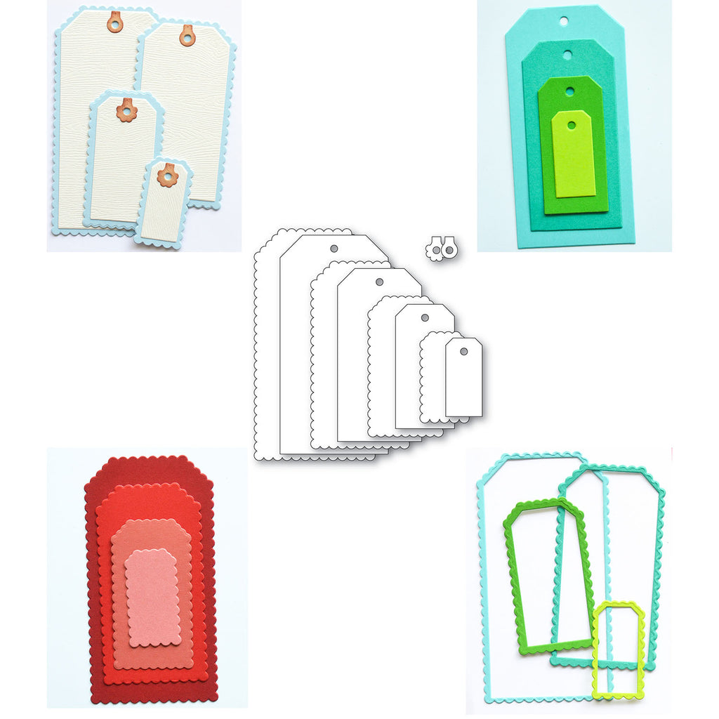 Poppy Stamps Scalloped Framer Tags Dies 2791 line work