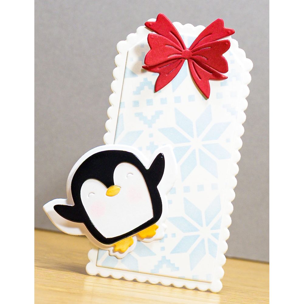 Poppy Stamps Scalloped Framer Tags Dies 2791 penguin snow flake tag card