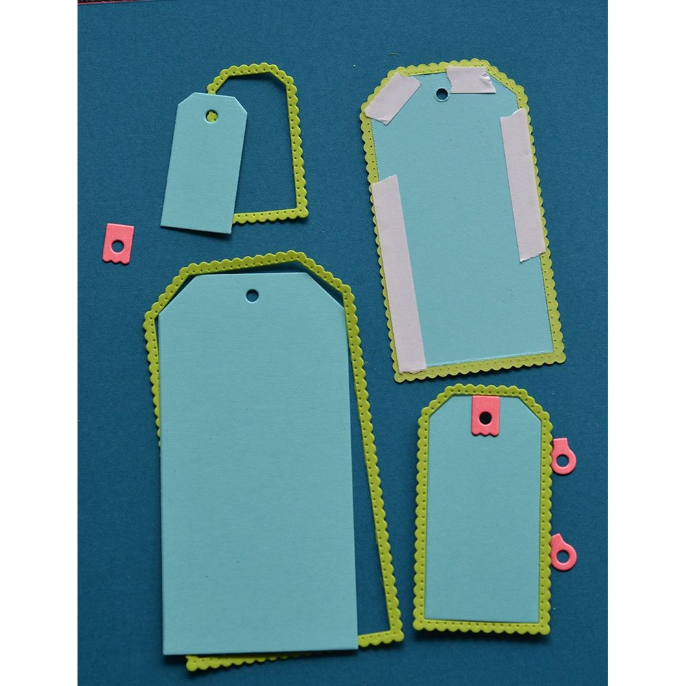 Poppy Stamps Scalloped Pinpoint Tags Dies 2740 separated scallop taped on