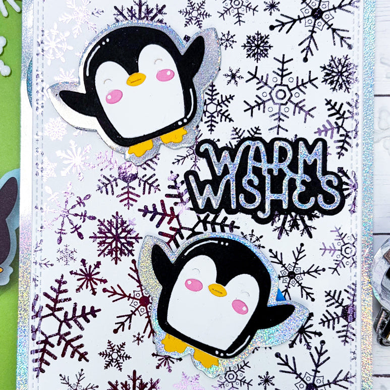 Poppy Stamps Snow Angel Penguin Dies 2800 warm wishes card