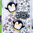 Poppy Stamps Snow Angel Penguin Dies 2800 warm wishes card