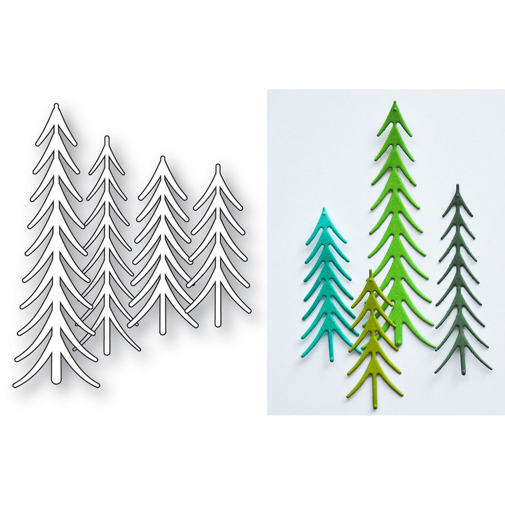 Poppy Stamps Trimmed Trees Dies 2794 line work
