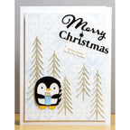 Poppy Stamps Trimmed Trees Dies 2794 penguin with trees hot coco christmas card