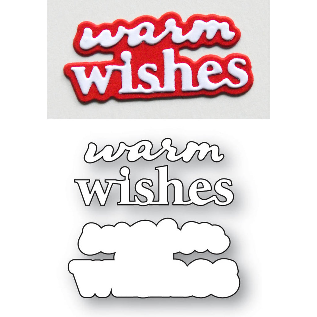 Poppy Stamps Warm Wishes Fluffy Script Dies 2807 outline