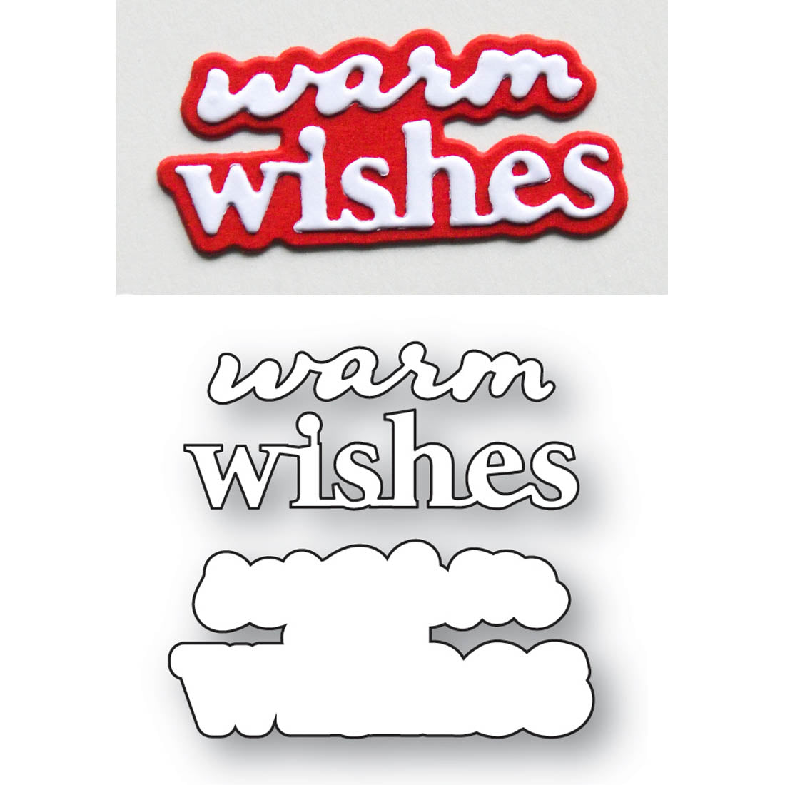 Poppy Stamps Warm Wishes Fluffy Script Dies 2807 outline
