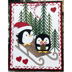 Poppy Stamps Winter Sled Dies 2799 penguins on sled red hearts 