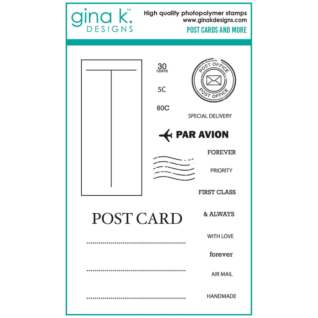 Gina K Designs Post Cards and More Clear Stamps gkd218