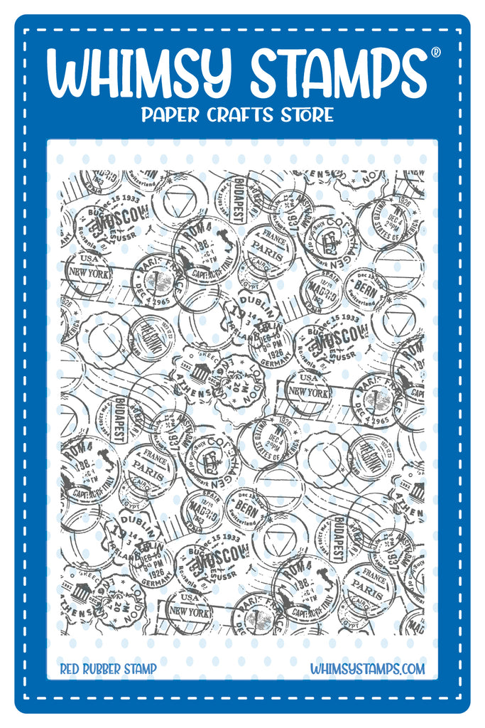 Whimsy Stamps Postmarks Background Cling Stamp ddb0087