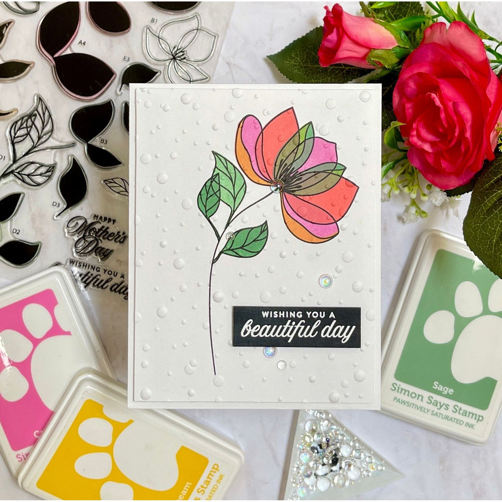 Simon Says Clear Stamps Pretty Petals 2033ssc Be Bold Beautiful Day Card | color-code:ALT02