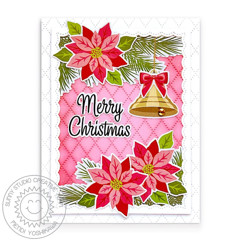 Sunny Studio Pretty Poinsettia Clear Stamps sscl-359 merry christmas