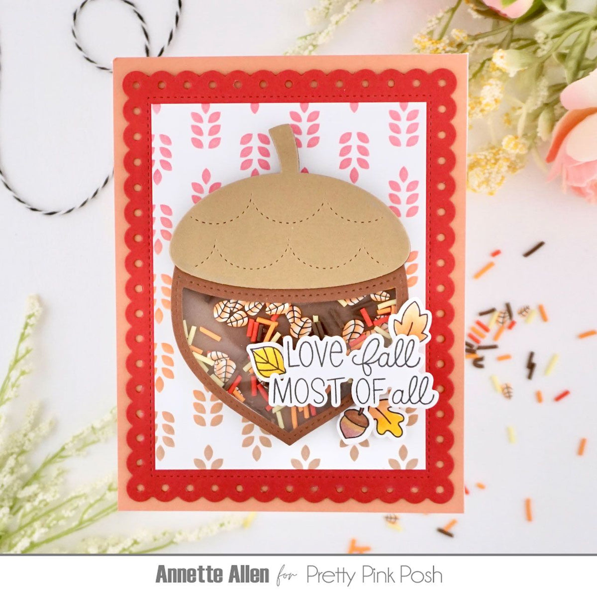 Pretty Pink Posh Acorn Shaker Dies leaves