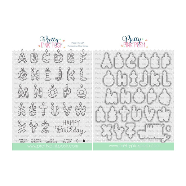 Pretty Pink Posh Alphabet Candles Clear Stamp and Die Set