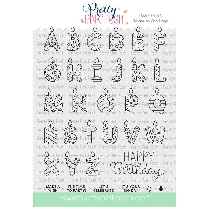 Pretty Pink Posh Alphabet Candles Clear Stamps