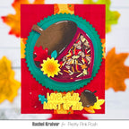 Pretty Pink Posh Autumn Woods Clay Confetti red background shaker card