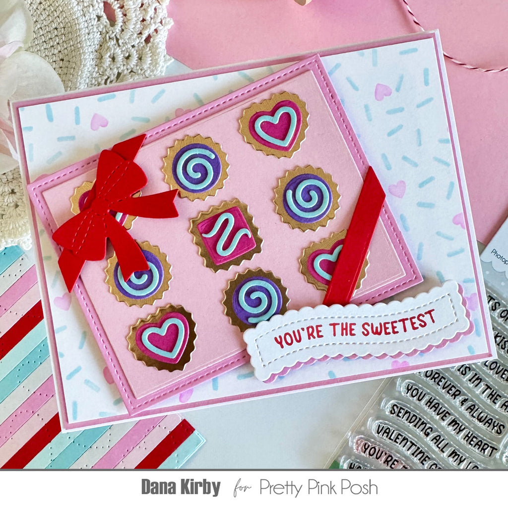 Pretty Pink Posh Banner Greetings 2 Dies chocolates