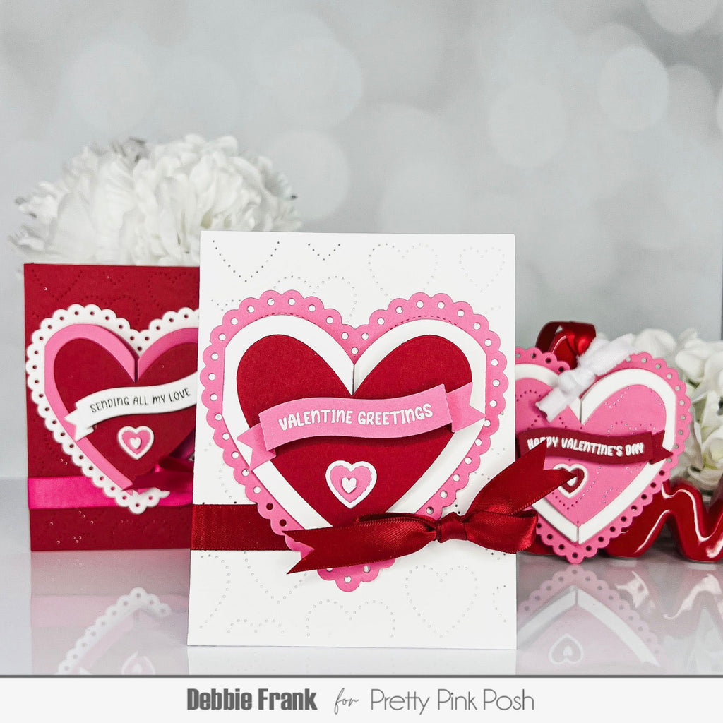 Pretty Pink Posh Banner Greetings 2 Dies hearts