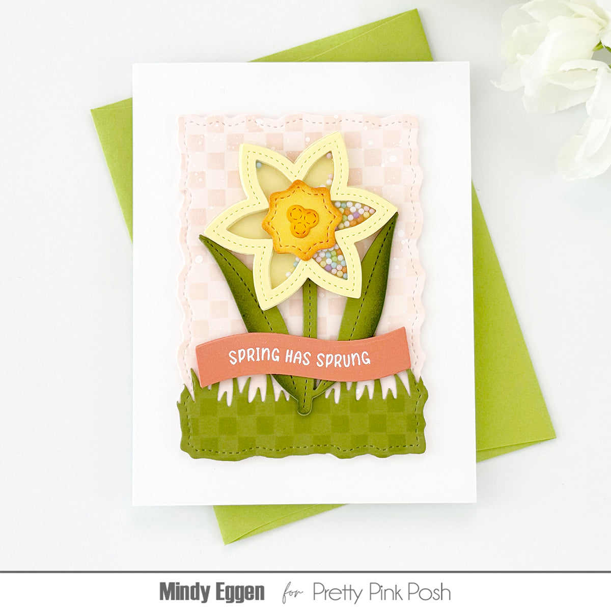 Pretty Pink Posh Banner Greetings 3 Dies flower shaker card