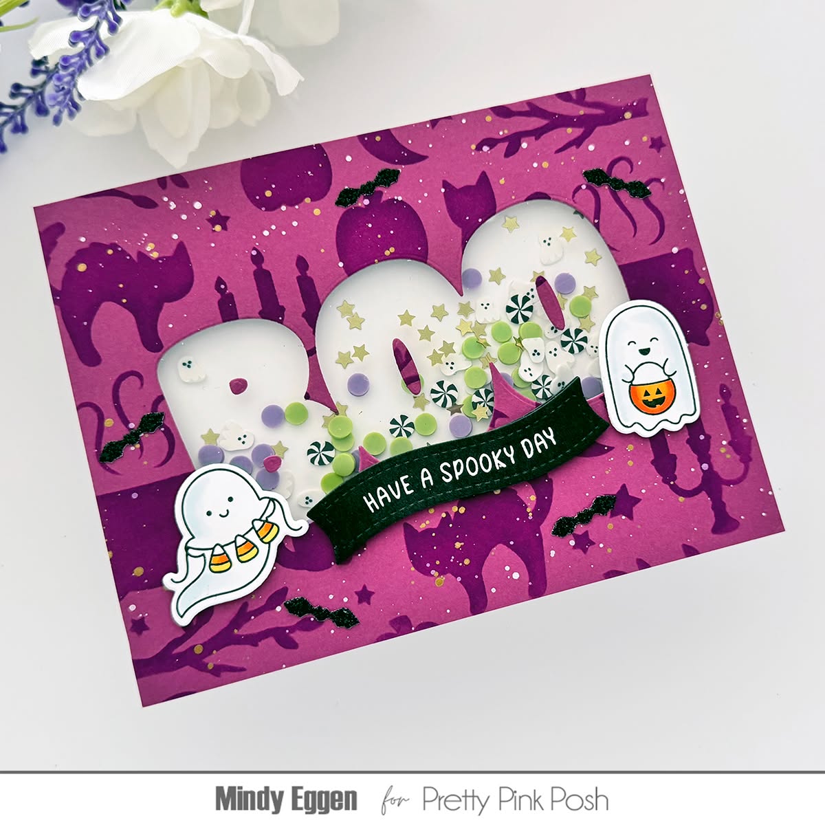 Pretty Pink Posh Banner Greetings 4 Dies have a spooky day shaker card