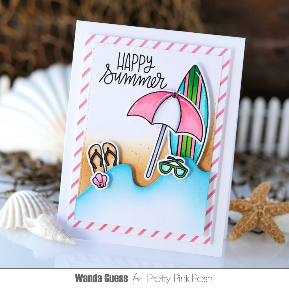 Pretty Pink Posh Beach Fun Clear Stamp and Die Set waves