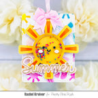 Pretty Pink Posh Beach Party Glass Shaker Beads sun yellow orange pink rays smiley face shaker card