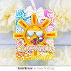 Pretty Pink Posh Beach Party Glass Shaker Beads sun yellow rays sunglasses smile shells beach summer shaker card