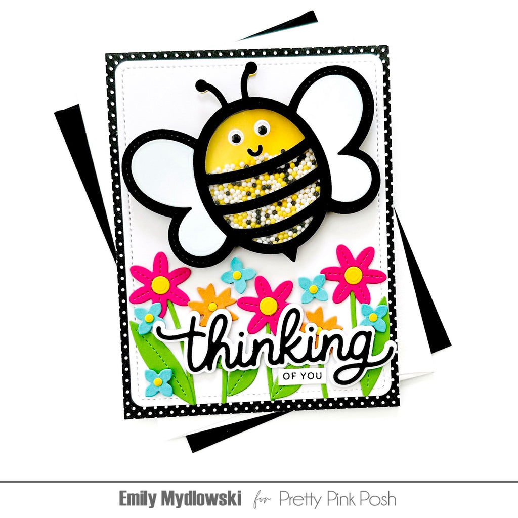 Pretty Pink Posh Bee Happy Glass Shaker Beads pretty flowers