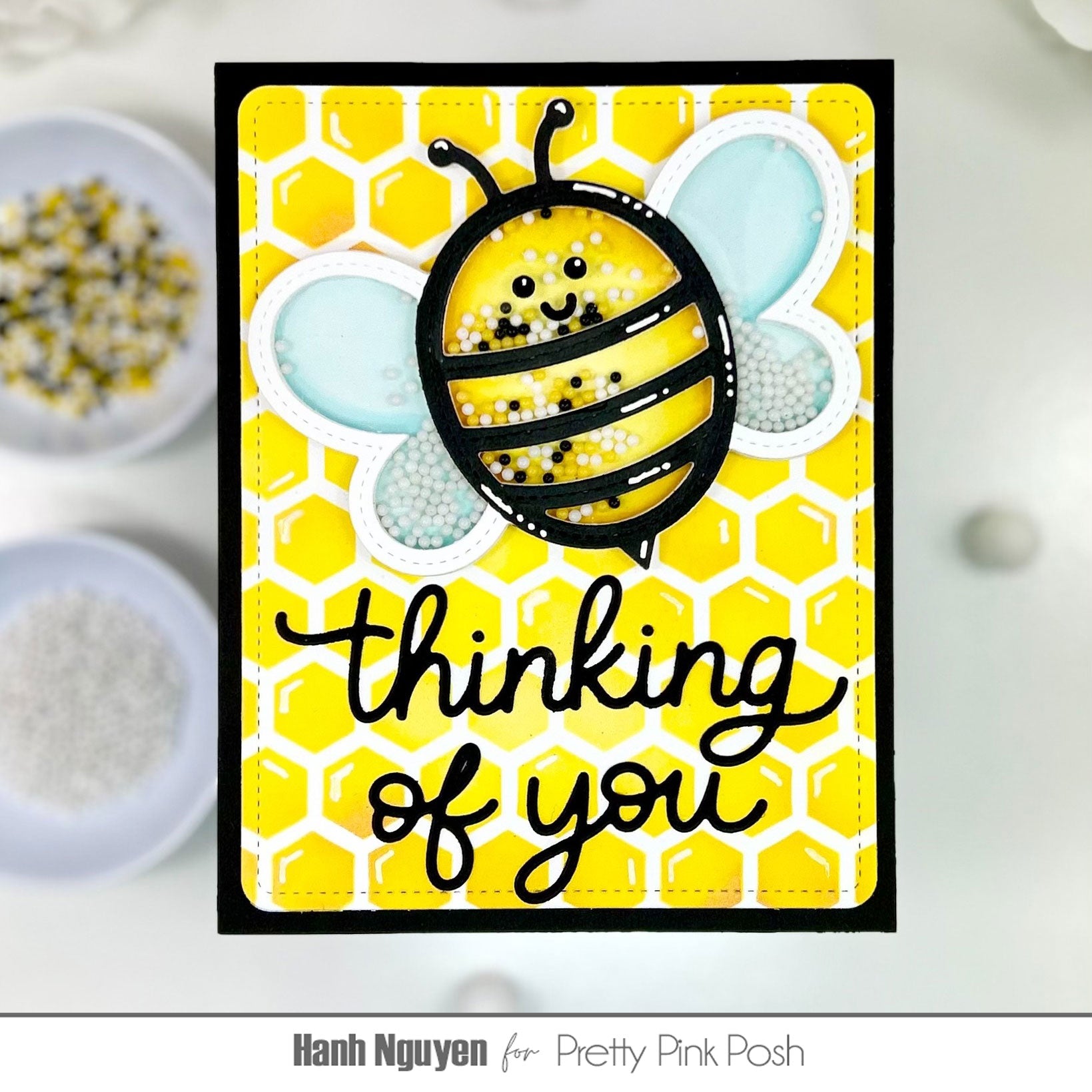 Pretty Pink Posh Bee Happy Glass Shaker Beads yellow