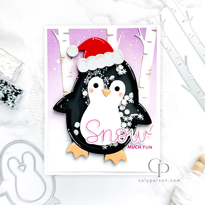 Pretty Pink Posh Birch Trees Dies penguin