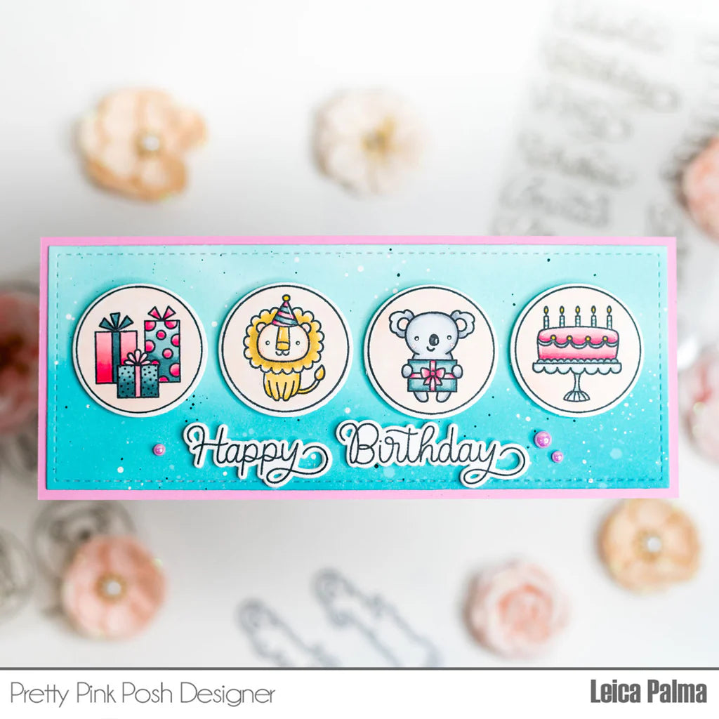 Pretty Pink Posh Birthday Circles Clear Stamps* happy birthday