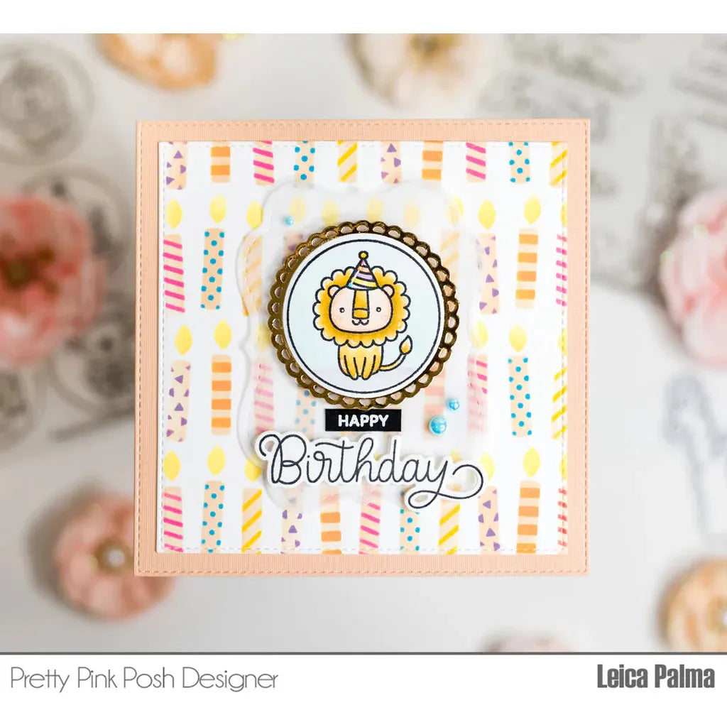 Pretty Pink Posh Birthday Circles Clear Stamps* lion