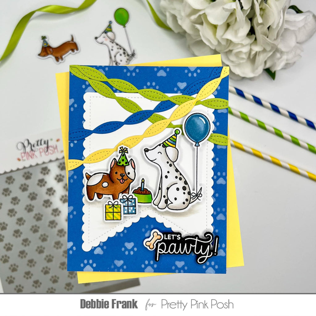 Pretty Pink Posh  Birthday Dogs and Cats Clear Stamp and Die Set cute dogs