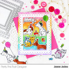 Pretty Pink Posh  Birthday Dogs and Cats Clear Stamp and Die Set rainbow