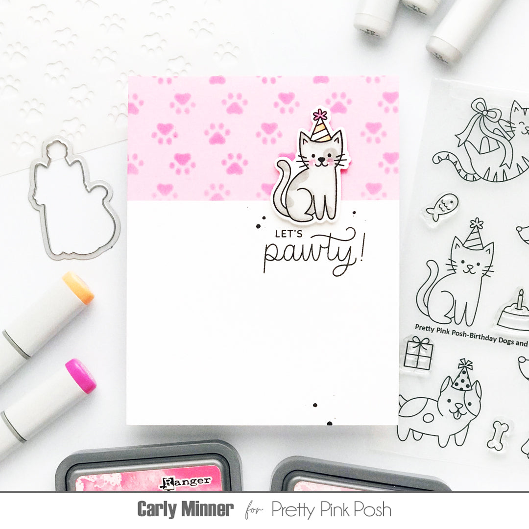 Pretty Pink Posh  Birthday Dogs and Cats Clear Stamp cute cat