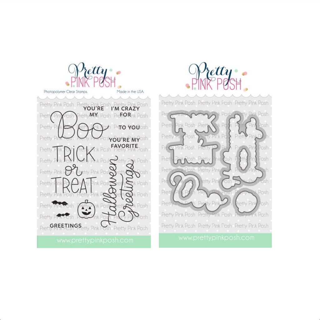 Pretty Pink Posh Boo Greetings Clear Stamp and Die Set