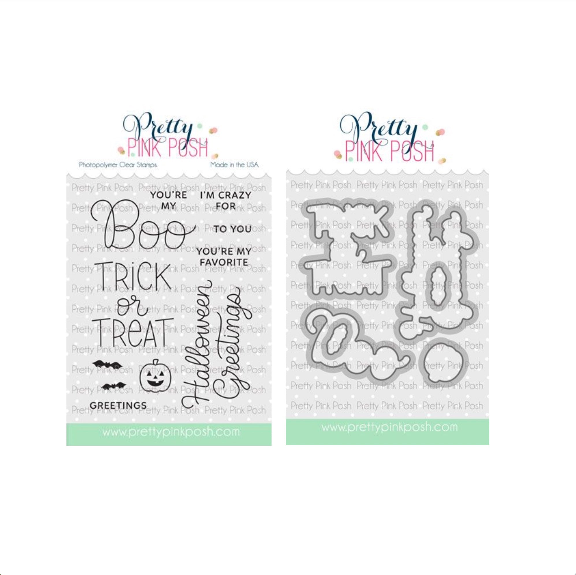 Pretty Pink Posh Boo Greetings Clear Stamp and Die Set