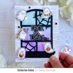Pretty Pink Posh Boo Greetings Clear Stamp and Die Set trick or treat light up card