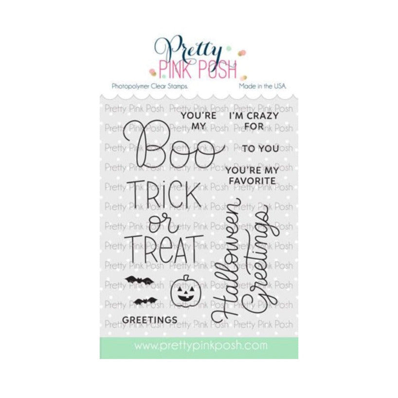 Pretty Pink Posh Boo Greetings Clear Stamps