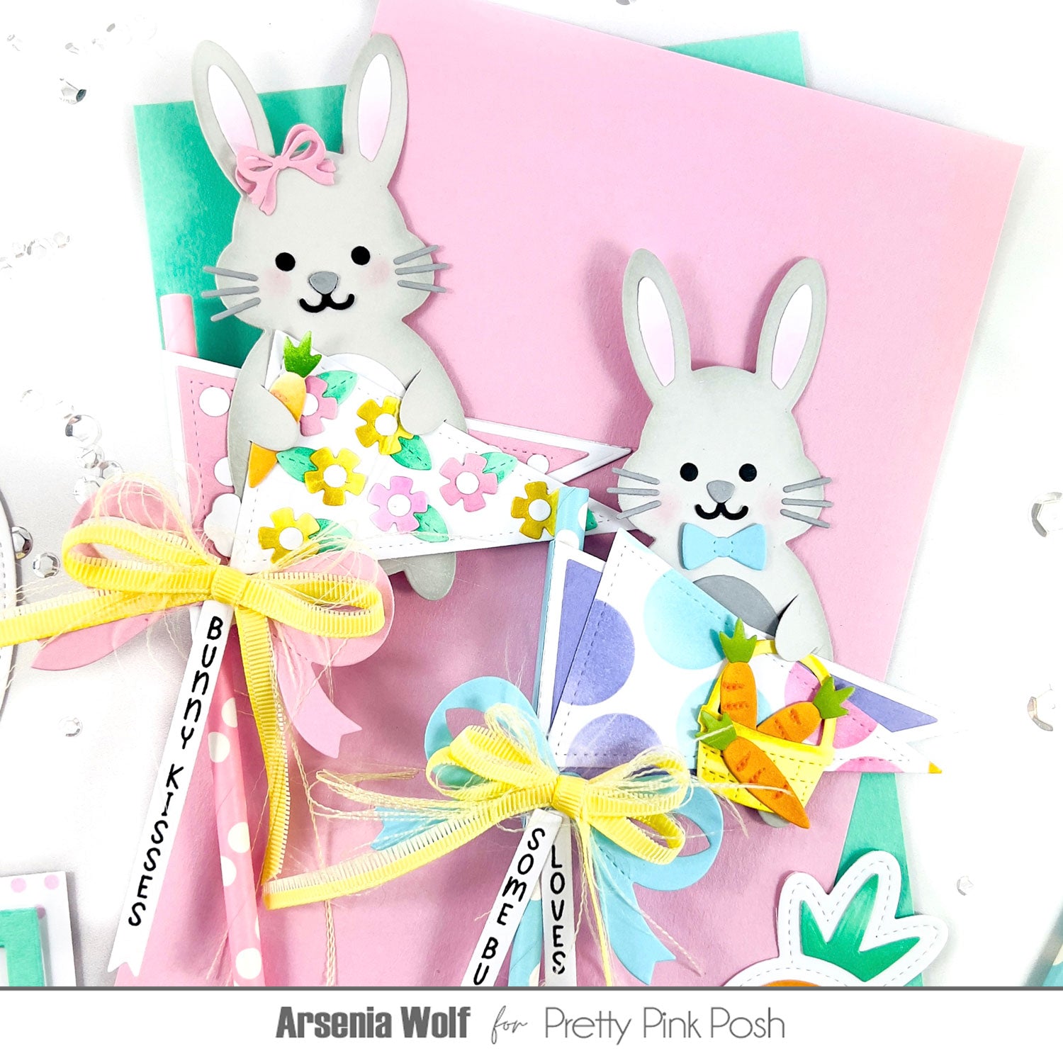 Pretty Pink Posh Bunny Holder Dies easter flags