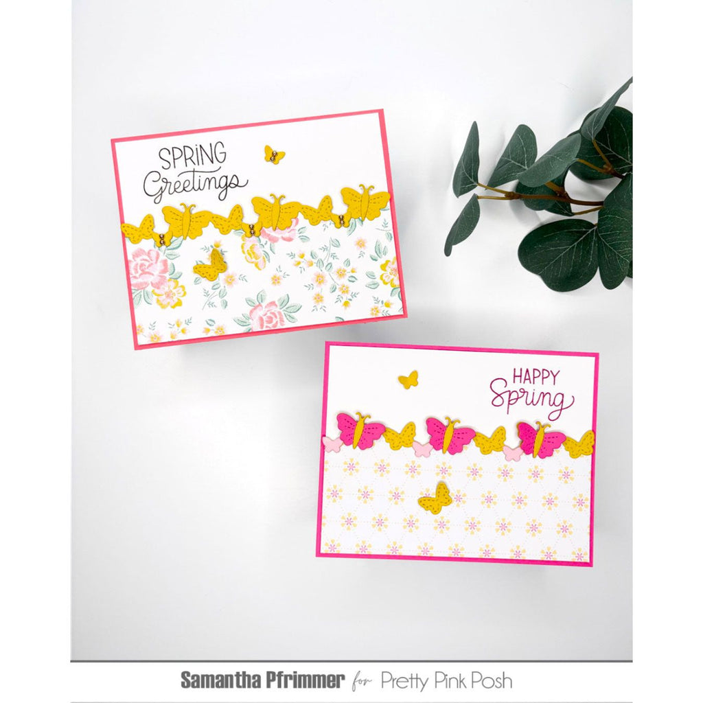 Pretty Pink Posh Butterfly Border Dies happy spring