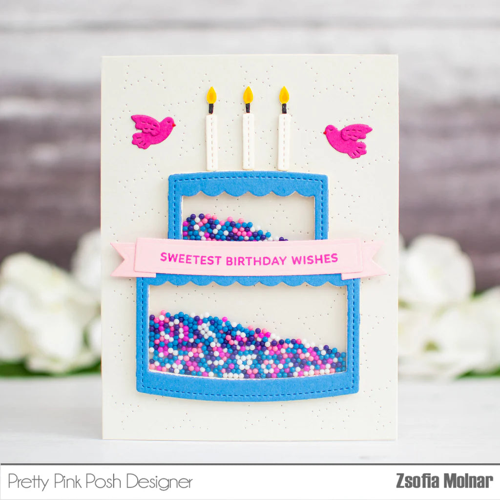 Pretty Pink Posh Cake Shaker Dies birthday wishes