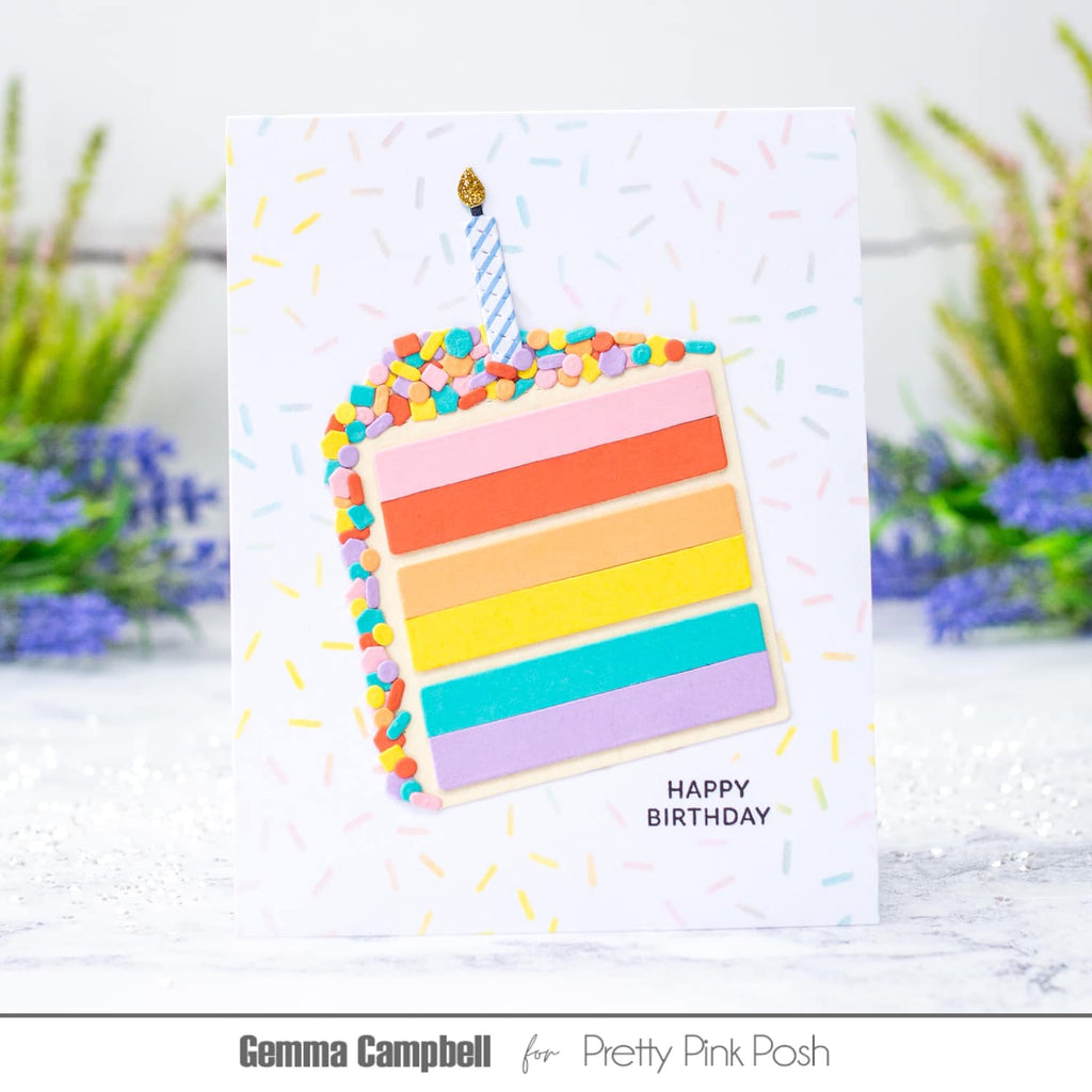 Pretty Pink Posh Cake Slice Shaker Dies happy birthday