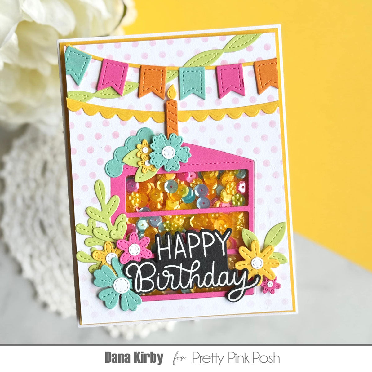 Pretty Pink Posh Cake Slice Shaker Dies shaker card