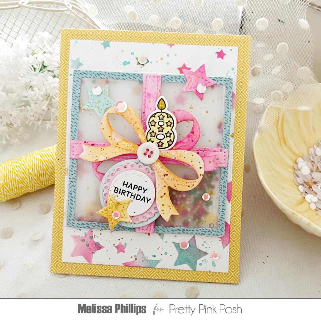 Pretty Pink Posh Cascading Stars Stencil shaker card